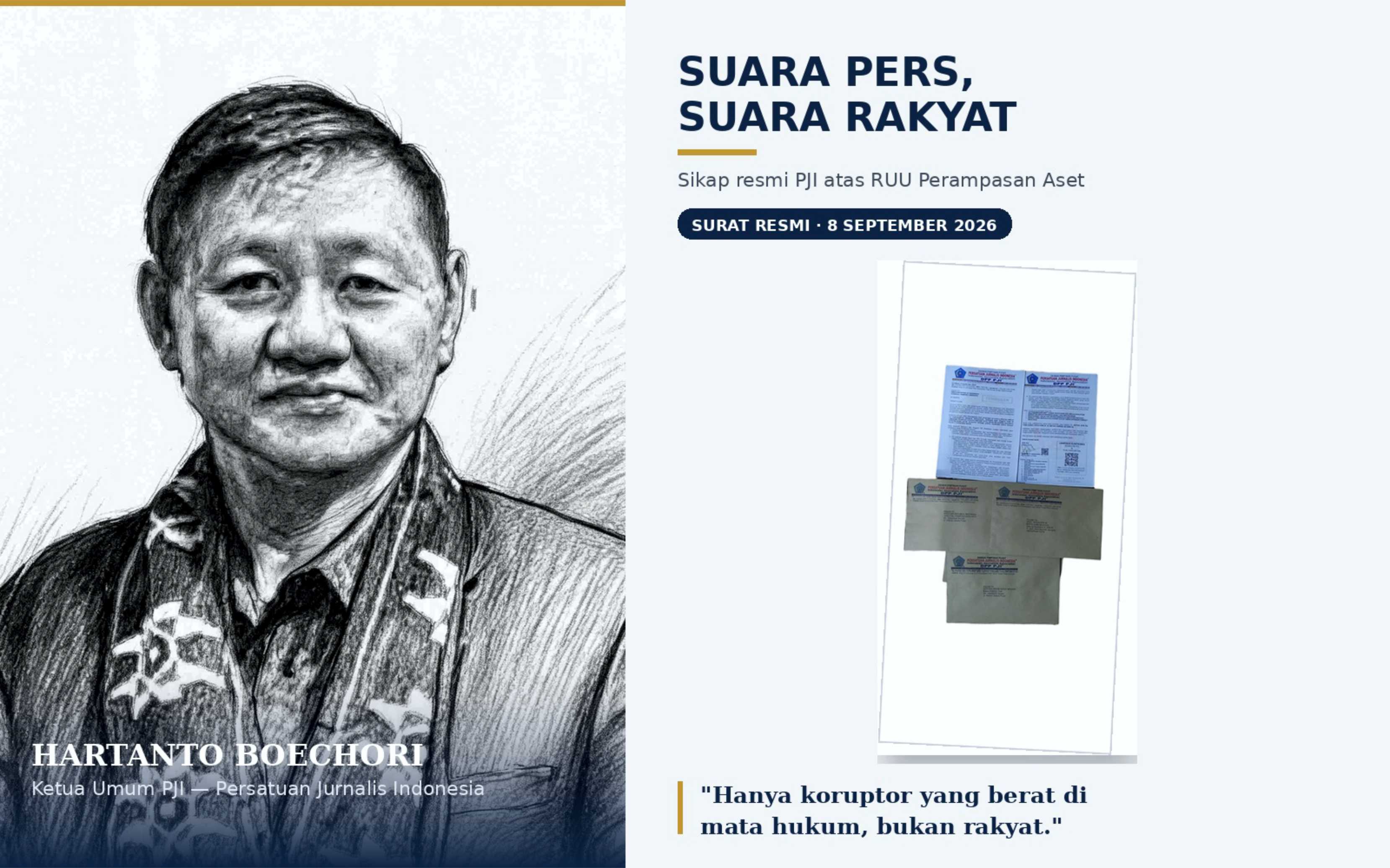 Ketua Umum PJI Bersurat Resmi Terkait UU Perampasan Aset, Kini Tunggu Bukti dan Tegaskan UU Perampasan Aset Harus Gigit Koruptor dan Anteknya, Bukan Masyarakat Umum
