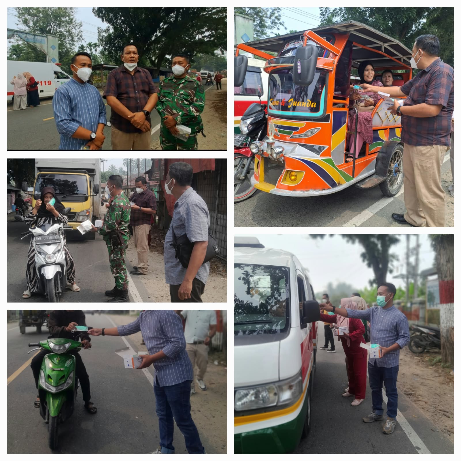 Kapus Bukit Malintang drg Amiril Mukmin Siregar bersama Forkopimcam Bukit Malintang Bagikan 1.000 Masker Gratis